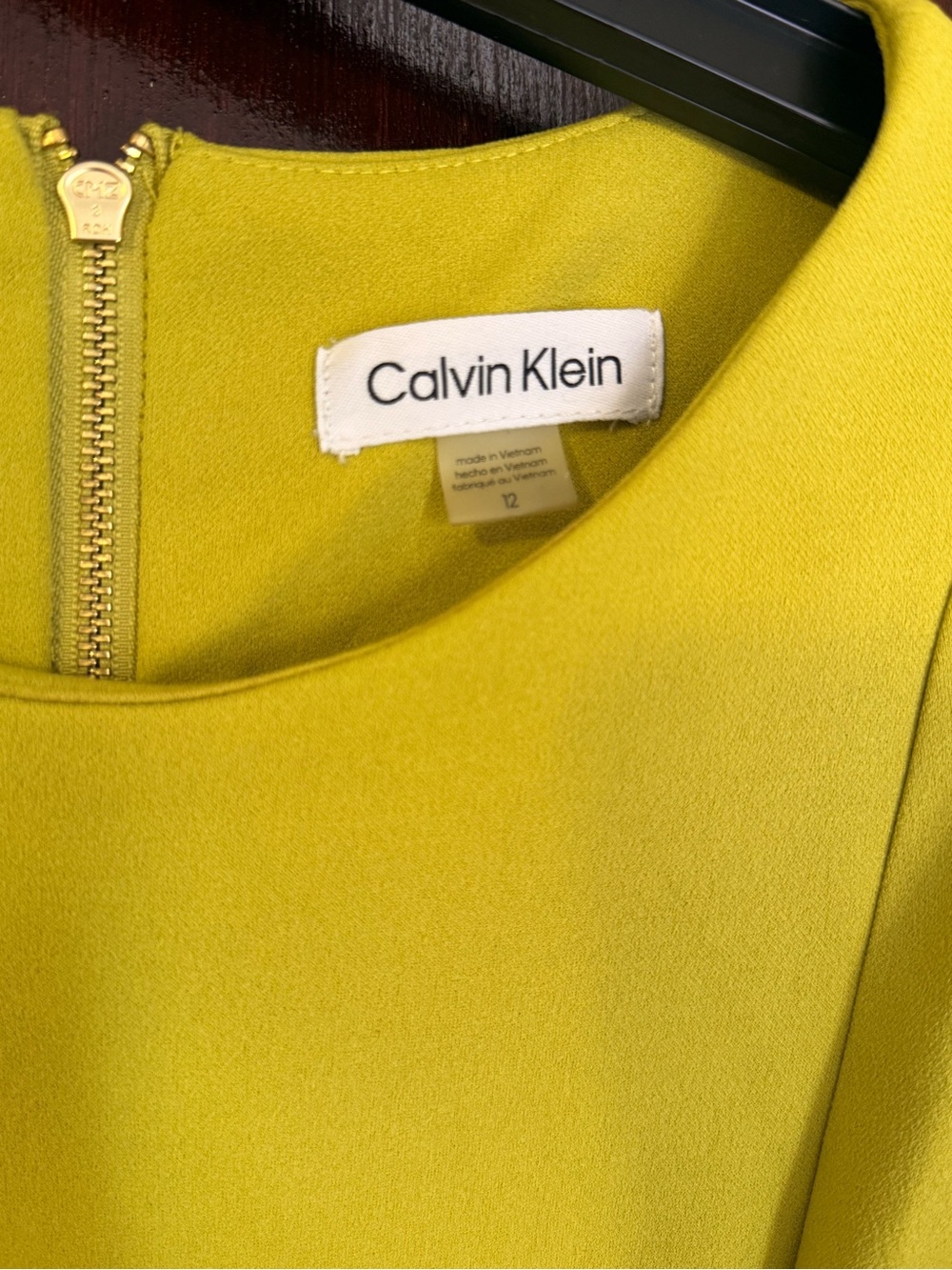 Calvin Klein Bright Lime Green Ponte Midi Sheath Dress